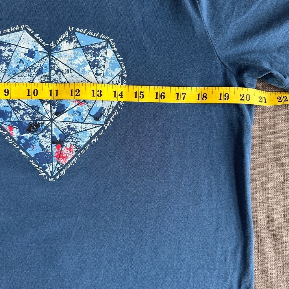 Northern Reflections Navy Cotton Graphic Heart T-Shirt – Short Sleeve – Size L - Picture 4 of 5